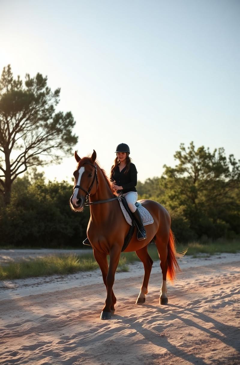 Rider on a chestnut horse near the World Equestrian Center